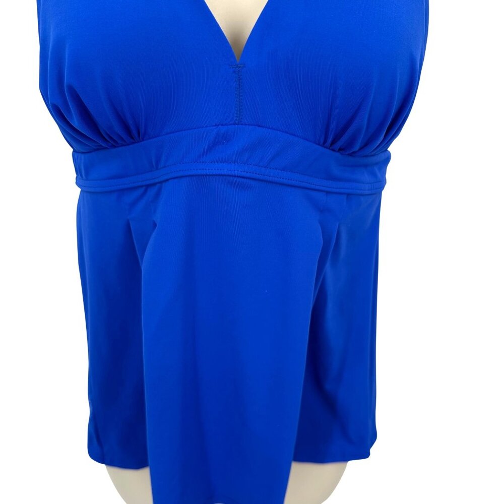 Lands End Womens Blue Tankini Swim Top With Padded Cups & Racerback Style Size 4 - Picture 3 of 8
